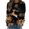 thumbnail image 2 of EGNMCR Noël Sweatshirt Dames Imprimé de Noël Ample Manches Longues Col Rond Pull T-Shirt Haut, 2 of 4