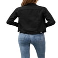thumbnail image 3 of Women Button Down Jean Jacket Basic Long Sleeve Slim Fitted Denim Trucker Jacket Coat with Pocket, 3 of 4