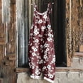 thumbnail image 2 of yoeyez Rompers for Women Summer,Ladies Print Summer Plus Size Long Jumpsuits Sleeveless Adjustable Straps Backless Overalls Jumpsuits With Pockets Wine,L, 2 of 6