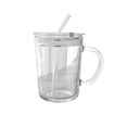 thumbnail image 2 of Tasse d'Eau en Verre avec Couvercle et Paille en Verre Réutilisable, Gobelet Transparent Épais Sans Plomb avec Poignée, Capacité de 400 ml, 1 Unité, 2 of 6