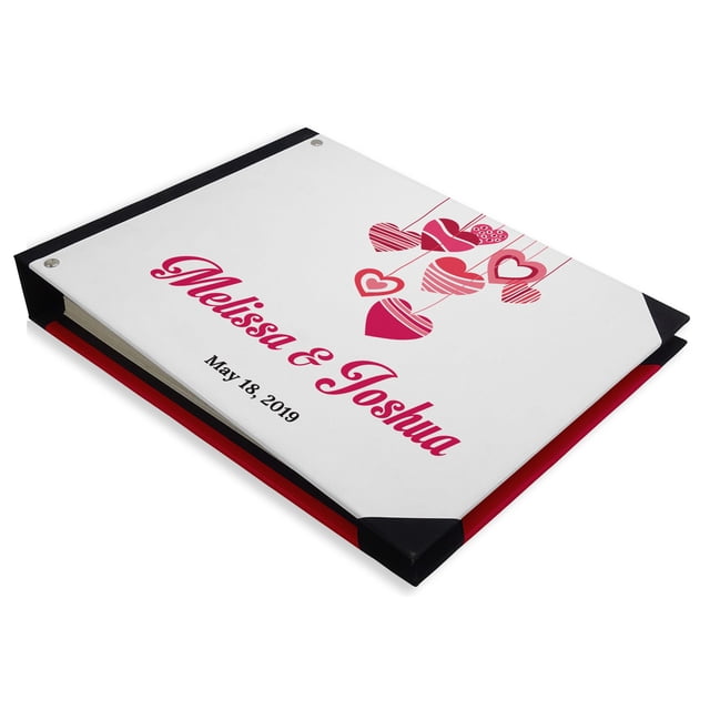Darling Souvenir White Hanging Heart Wedding Guest Book Hardbound Guest Sign-In Book Guest Registry Guestbook-9 x 12 Inches