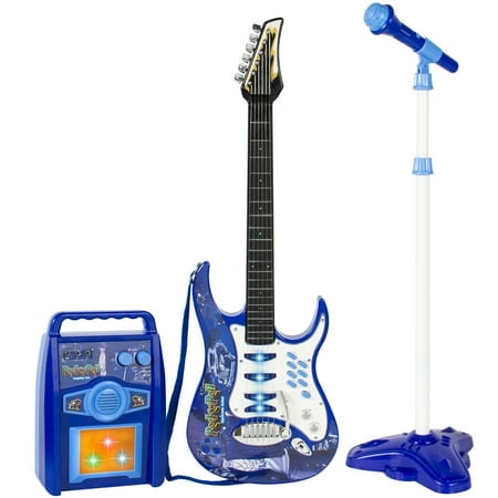 Ensemble de Guitare Électrique pour Enfants avec Lecteur MP3, Microphone, Amplificateur, Ensemble de Jeu Musical pour Enfants - Bleu
