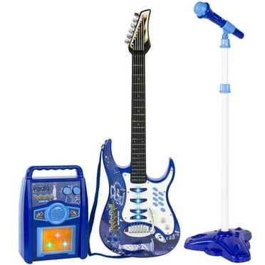 Ensemble de Guitare Électrique pour Enfants avec Lecteur MP3, Microphone, Amplificateur, Ensemble de Jeu Musical pour Enfants - Bleu
