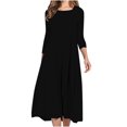 thumbnail image 1 of Vêtements de Mode pour Femmes Mode pour Femmes Coupe Ajustée Confortable Bouton Col en V Couleur Unie Robe Décontractée, 1 of 9