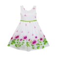 thumbnail image 1 of Robe Fille Violette Tournesol Feuilles Vertes Papillon 7 Ans, 1 of 4