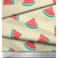 thumbnail image 3 of Soimoi Yellow Viscose Chiffon Fabric Watermelon Fruits Print Sewing Fabric Yard 42 Inch Wide, 3 of 3