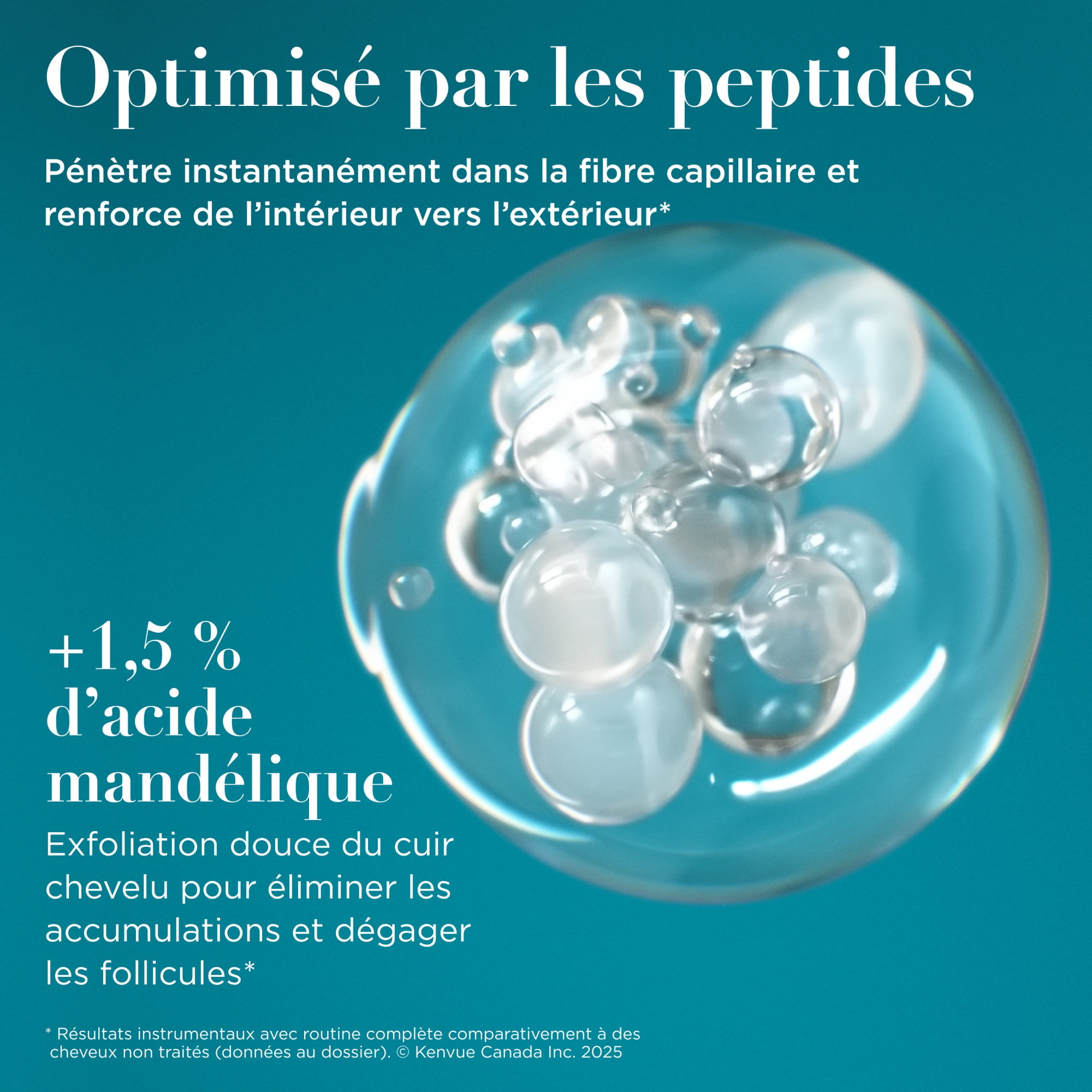 OGX Procroissance + Peptide Shampoing Clarifiant, Shampoing Exfoliant Doux pour le Cuir Chevelu Favorise la Pousse Naturelle des Cheveux en Éliminant l'Accumulation sur le Cuir Chevelu, 1.5 % d'Acide Mandélique