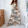 thumbnail image 2 of CEHVOM Women's Fashion Bohemian V-Neck Loose Sleeveless Print Ankle-Length Dress, 2 of 8