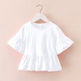 thumbnail image 2 of Plebaso Hauts de Robe pour Filles en Coton à Manches Courtes Évasées, Chemises à Volants pour Tout-Petits, Col Rond Décontracté, Blouse Mignonne pour Enfants, 2 of 6