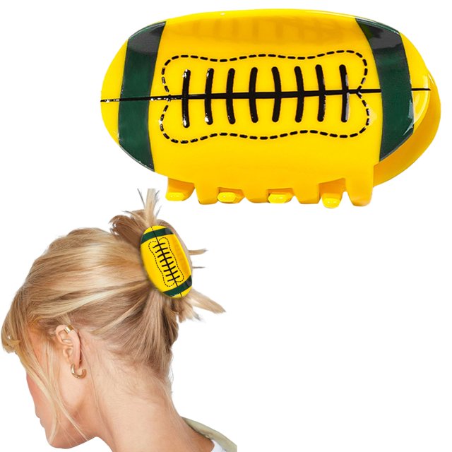Geometric Rugby Hair Clips Rugby Hair Clips Shape Hair Jaw Clips American Football Hair Clips Non Slip Sports Hair Barrettes Strong Hold Hair Styling Accessories For Wom, Polyester Hair Clip