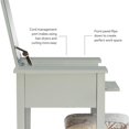 thumbnail image 4 of Linon Coiffeuse Papillon et Tabouret Rembourré Miroir Relevable 2 Tiroirs en Bois Argenté, 4 of 14