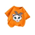 thumbnail image 3 of PMVFHDE T-Shirts d'Été Décontractés pour Filles, T-Shirt Mignon à Motif pour Fille, Col Rond, Manches Courtes, T-Shirt d'Été Décontracté Orange, 9-10 Ans, 3 of 5