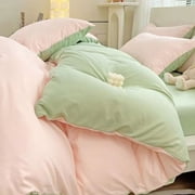 Yannianjz Bedding Set, Soft Polyester 4-Piece Dorm Bedding, Comforter Cover Bed Sheet Pillowcases for Teen Dormitories, Bedroom, Home