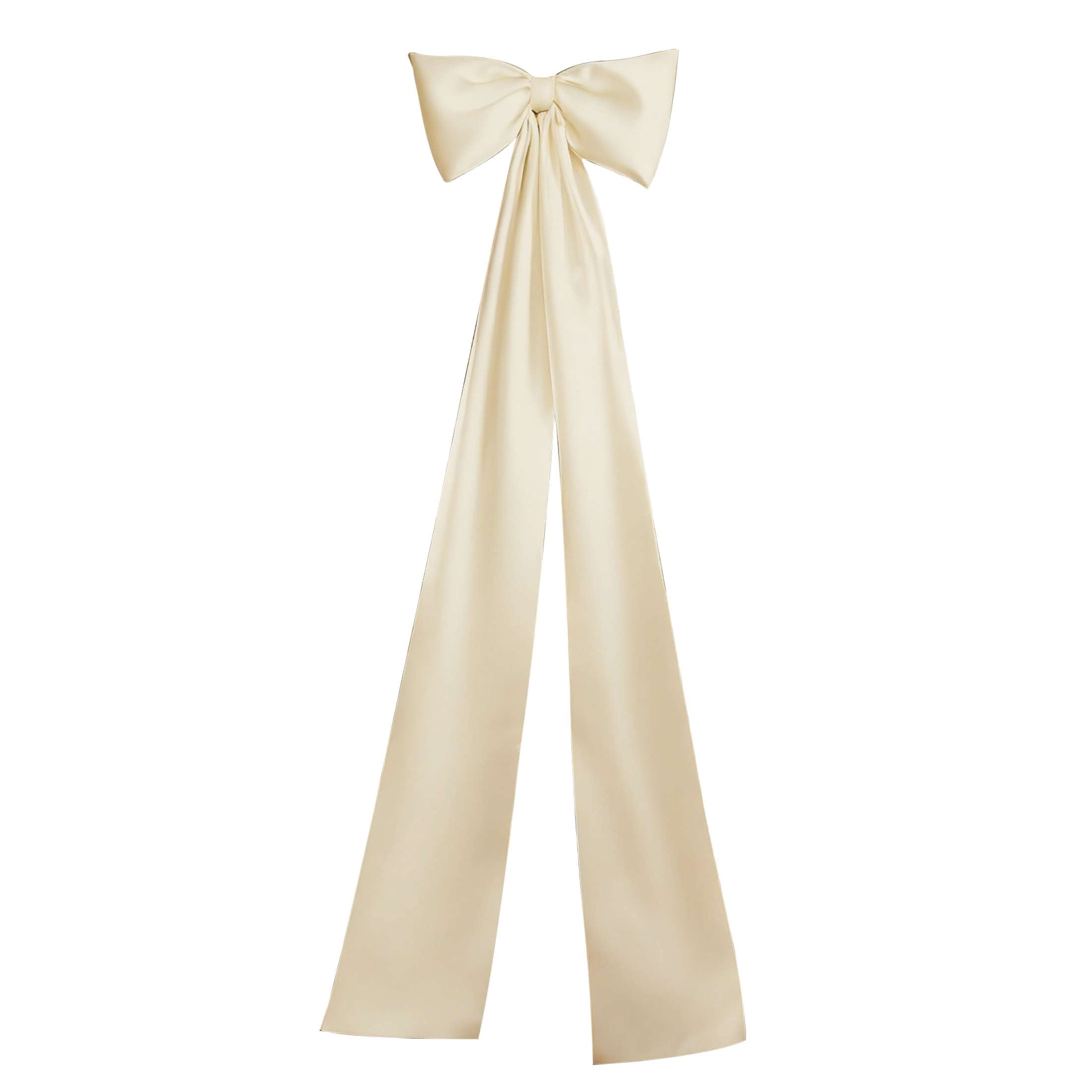 Holiday Time Champagne Satin Fabric Bow Christmas Tree Topper, 85.5"