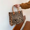 thumbnail image 1 of Retro Women Leather Plush Animal Pattern Print Handbag Winter Tote Bags (A), 1 of 7