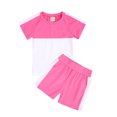 thumbnail image 1 of Ensemble Deux Pièces T-Shirts pour Filles Couleur Unie Col Rond Manches Courtes et Shorts, 1 of 8