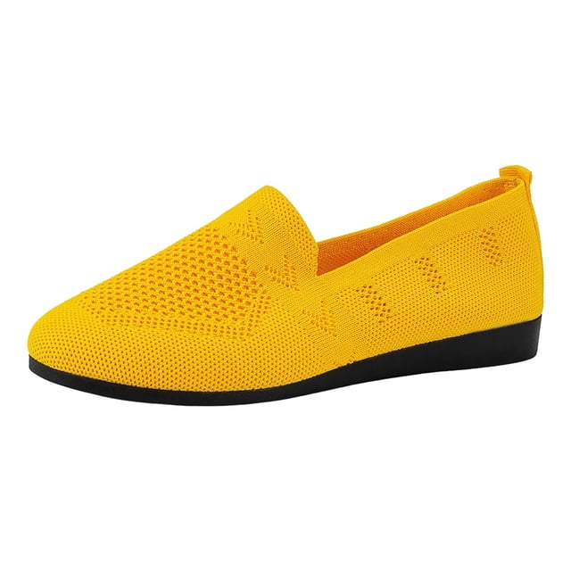 HBFAGFB Chaussures Décontractées pour Femmes Confortables et Simples à Semelle Plate à Enfiler Femmes Jaune Taille 37