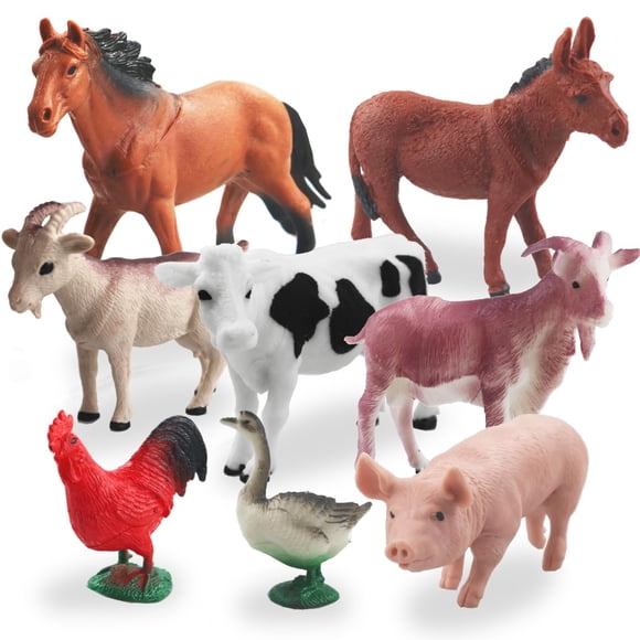 8 Pcs Big Animal Figurines Toys Farm Realistic Plastic Animals Playset Educational Preschool Learning Toy Playset for Kids Toddlers