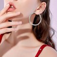 thumbnail image 4 of Women Hoop Earrings Decorative Rhinestone Ear Hoop Ear Clip Jewelry Earrings, 4 of 7