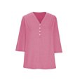 thumbnail image 4 of Jsaierl Womens Solid Color Loose Plus Size Tops 3/4 Sleeve V Neck Casual Blouses Basic Lightweight Simple Shirts, 4 of 9