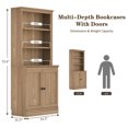 thumbnail image 2 of VAUXHILL & CO. Halston Multi-Depth Bookcase, Adjustable Shelving Unit with Doors, Oak, 2 of 10