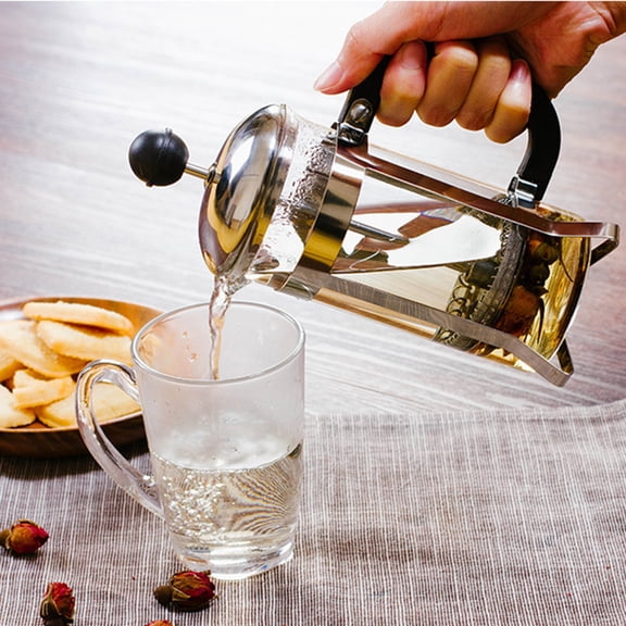 Cafetière à Pression Française, Presse à Café en Acier Inoxydable 304 avec Filtres, Verre Borosilicaté Résistant à la Chaleur Facile à Nettoyer - Sans Bpa 100 % Pot Thé Café Café en Acier Inoxydable Cafetière Borosilicaté