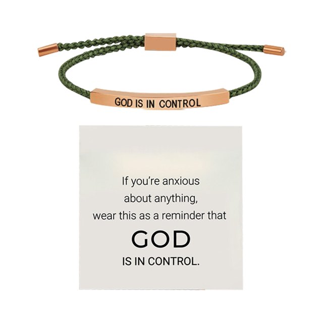 Bracelet « God Is In Control » en Acier Inoxydable, Inspirant, Ajustable, Tressé, Fait à la Main, Bijou Motivationnel pour Femmes Hommes Couple Amitié