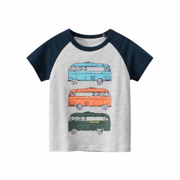 Baby Boys Round Neck Short Sleeve Cotton Fashion English Print T-shirt