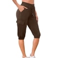 thumbnail image 2 of Timegard Cargo Shorts for Women Elastic High Waisted Drawstring Sweatshorts Outdoor Half Pants with Pockets, 2 of 7