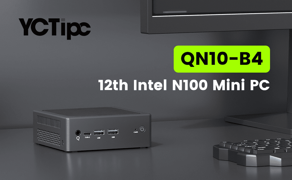 YCTipc Mini PC, N100, 16GB RAM,512GB SSD Small Desktop Computer for School PC, Office PC, Home Theater