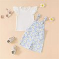 thumbnail image 4 of Birdeem Tank Top for Girls Chrysanthemum Print Set Flying Sleeve T-Shirt Set Baby Girl Backpack Pants Set, 4 of 12