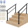 thumbnail image 1 of 4-Step Outdoor Stair Handrail Kit Adjustable Black Aluminum and Iron Safety Railing for Porch Steps Easy Assembly Includes All Hardware and Gloves 2-Pack, 1 of 9