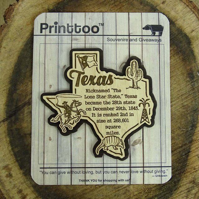 USA Texas State Map Wooden Magnet Souvenir Fridge Magnet Gift