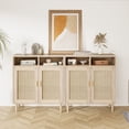 thumbnail image 1 of Ensemble de 2 Buffets en Rotin, Bahut de Cuisine avec Rangement, Armoire de Bar à Café d'Accent, Table Console Moderne pour Cuisine, Salle à Manger, Entrée, Salon, 1 of 9