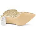 thumbnail image 3 of Unique Bargains Women's Clear Block Heel Glitter Ankle Booties, 3 of 8