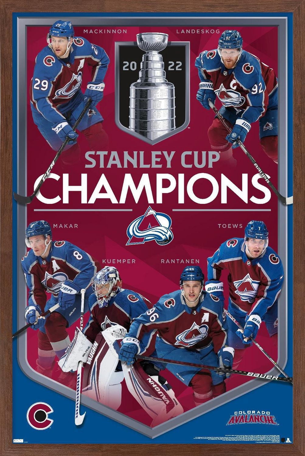 NHL Colorado Avalanche - Stanley Cup Champions Wall Poster, 14.725" x 22.375" Framed