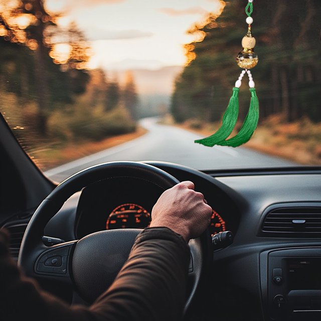 TopLLC Car Pendant With Sand Auspicious Clouds Rearview Mirror Tassel Pendant Plastics trailer