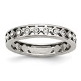 thumbnail image 1 of Stainless Steel Polished Crystal 4.50mm Band Ring 8 Size, 1 of 7