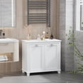 thumbnail image 2 of HOMCOM Armoire de Rangement pour Lessive à Bascule avec Panier à Deux Compartiments, Blanc, 2 of 10