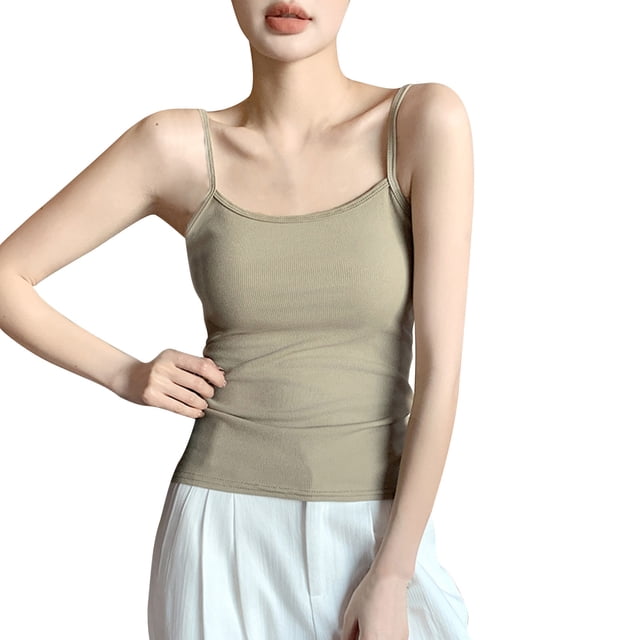 Timegard Womens Tank Top Scoop Neck Spaghetti Strap Solid Color Casual Slim Fitting Camis Tee Shirts