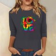 thumbnail image 1 of Qertyioot Cadeau de Saint-Valentin pour Femmes, Mode Manches Trois-Quarts Col Rond Rétro Imprimé de Noël Haut Ample Blouse Manches Trois-Quarts, 1 of 4
