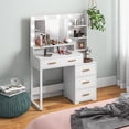 thumbnail image 2 of HOMCOM Coiffeuse, Table de Maquillage avec Miroir et Rangement, Blanc, 2 of 10