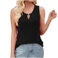 thumbnail image 1 of Timegard Tank Top for Women Keyhole Neck Ribbed Sleeveless Comfy Solid Color Casual Tee Shirts, 1 of 8