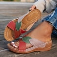 thumbnail image 3 of Orthopedic Sandals for Women Wedge Slide Cross Straps Color Block Open Toe Soft Sole Non Slip Comfortable Walking Sandals Red, 3 of 7