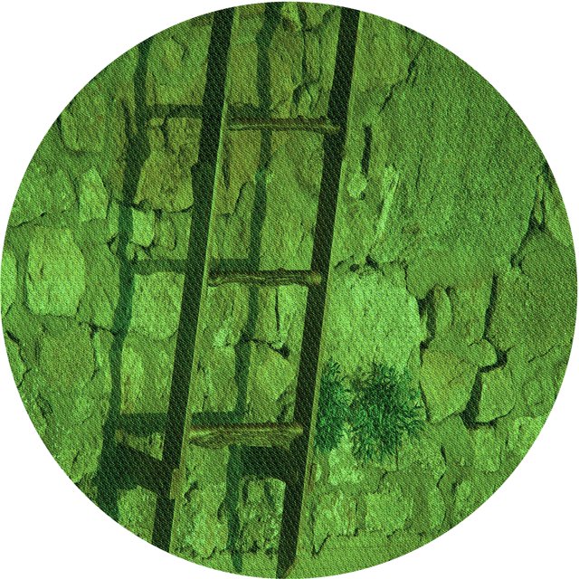 Ahgly Company Machine Washable Indoor Round Transitional Deep Emerald Green Area Rugs, 6' Round