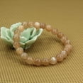 thumbnail image 3 of Angelstones Bracelet Extensible Unisexe en Perles Rondes 8 mm avec Pierre de Soleil Rouge Naturelle 7 Pouces, 3 of 5