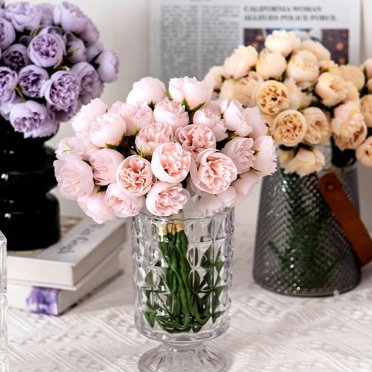 Yhmxh Artificial Flowers,Mini Fake Silk Camellia Flowers 27 Head Dew Lotus Simulation Roses Flowers for Home Wedding Party Office Patio Tabletop Decoration