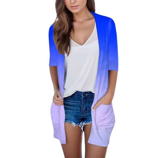 Cardigan à Manches Longues pour Femmes, Cardigan d'Automne à devant Ouvert avec Poches, Duster Décontracté, Chandail Cardigan Léger