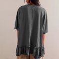 thumbnail image 4 of AherBiu Womens Summer Tops Casual Short Sleeve Drop Shoulder Crewneck Comfy T Shirts Loose Ruffle Patchwork Tops, 4 of 7