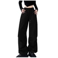 thumbnail image 2 of AherBiu Oversized Womens Sweatpants High Waisted Wide Leg Drawstring Loose Casual Trousers with Pockets, 2 of 3